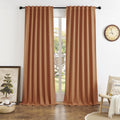 Dualife 2Pcs 132 Inch Extra Long Linen Blackout Curtains Back Tab And Rod Pocket Thermal Insulated Light Blocking Drapes For Bed