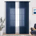 Navy Blue Curtains 90 Inches Long For Living Room Bedroom Cute Pom Pom Farmhouse Boho Drapes Semi Sheer Nursery Kids Room Classr
