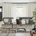 Shineland 90 Inch Curtains Long,Extra Wide Blackout Thick Linen Pinch Pleated Black Block Out Farmhouse Curtains For Living Room Bedroom 2 Panels Set