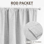 Joydeco Natural Linen Curtains 90 Inch Length 1 Panel Set Burg 100% Blackout Patio Door Curtain Room Darkening Sliding Door Curt