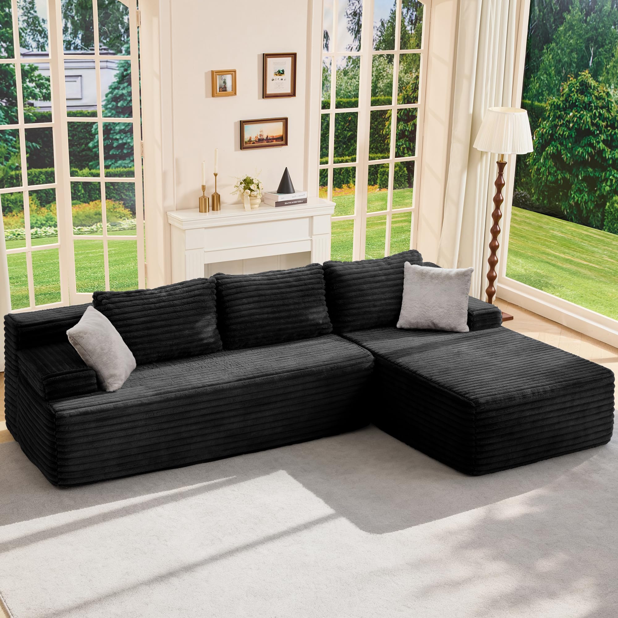 Hobestluk Modular Sectional Sofa Couches L-Shape Couch 3 Seat Modular Sofa Memory Foam Sectional Couches for Living Room, Cloud 