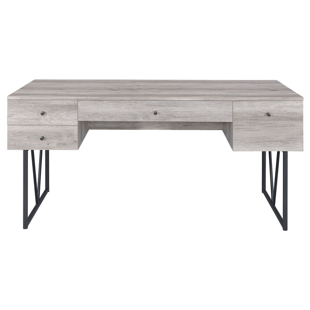 Coaster Home Furnishings Analiese Rustic 63-Inch 4-Drawer Home Office Computer Writing Desk Study Table with Storage Engineered Eco-Friendly Wood Look Laminate Sturdy Steel Grey Driftwood 801999