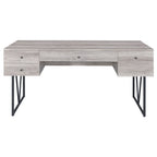 Coaster Home Furnishings Analiese Rustic 63-Inch 4-Drawer Home Office Computer Writing Desk Study Table with Storage Engineered Eco-Friendly Wood Look Laminate Sturdy Steel Grey Driftwood 801999