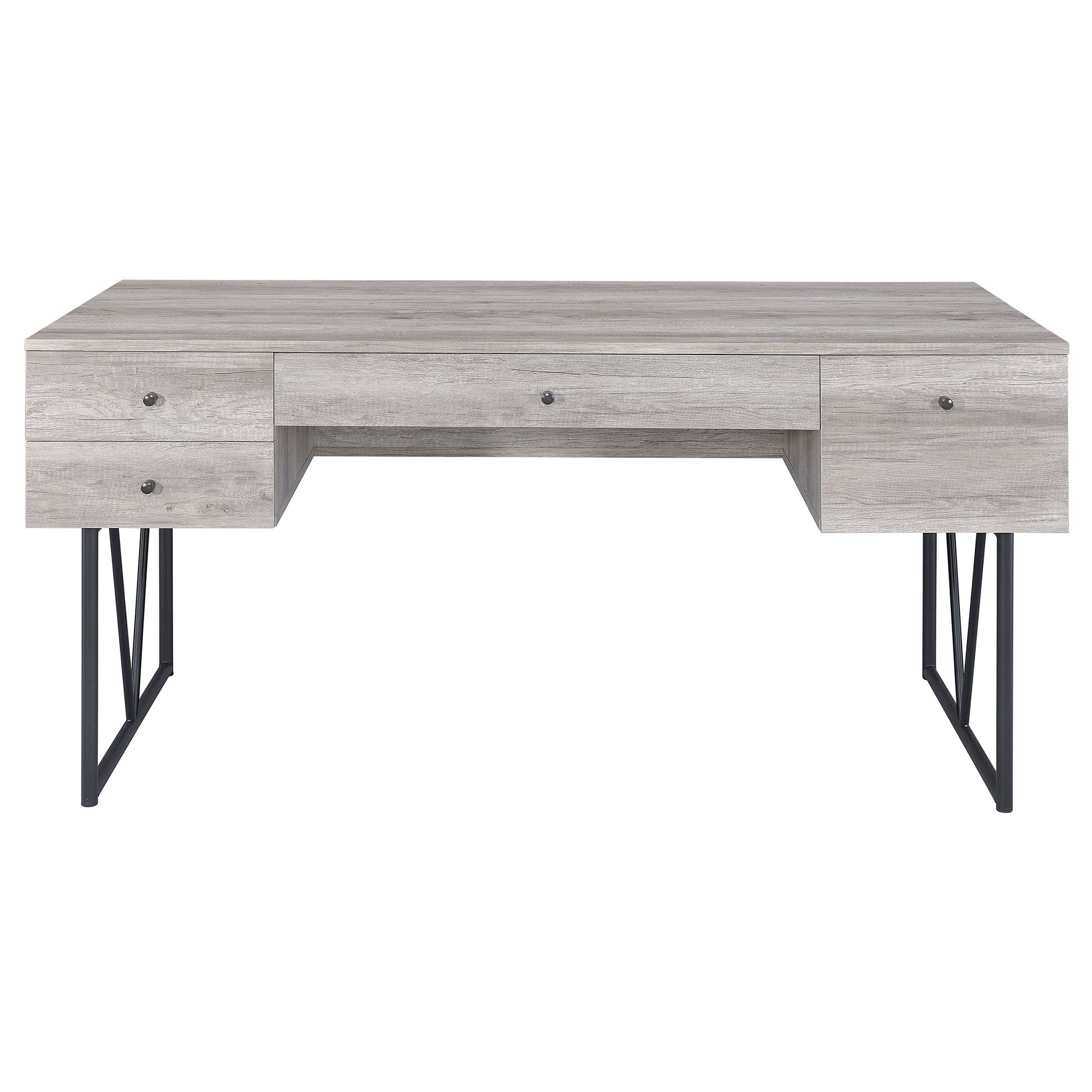 Coaster Home Furnishings Analiese Rustic 63-Inch 4-Drawer Home Office Computer Writing Desk Study Table with Storage Engineered Eco-Friendly Wood Look Laminate Sturdy Steel Grey Driftwood 801999