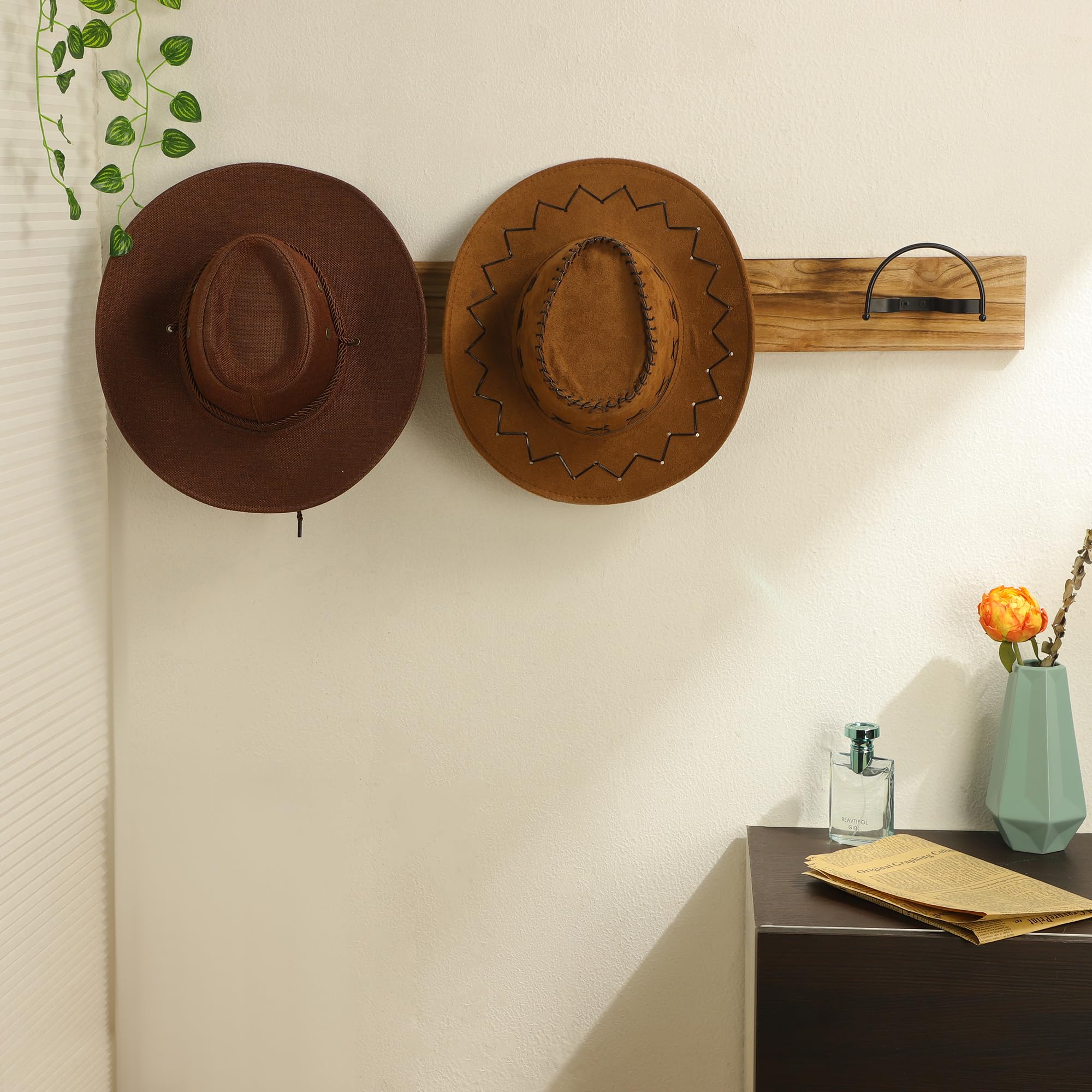 Taozun Cowboy Hat Rack 4 Packs Cowboy Hat Holder Hat Hanger Wall Mount Black Hat Hooks For Display(A Beautiful Christmas Gift)