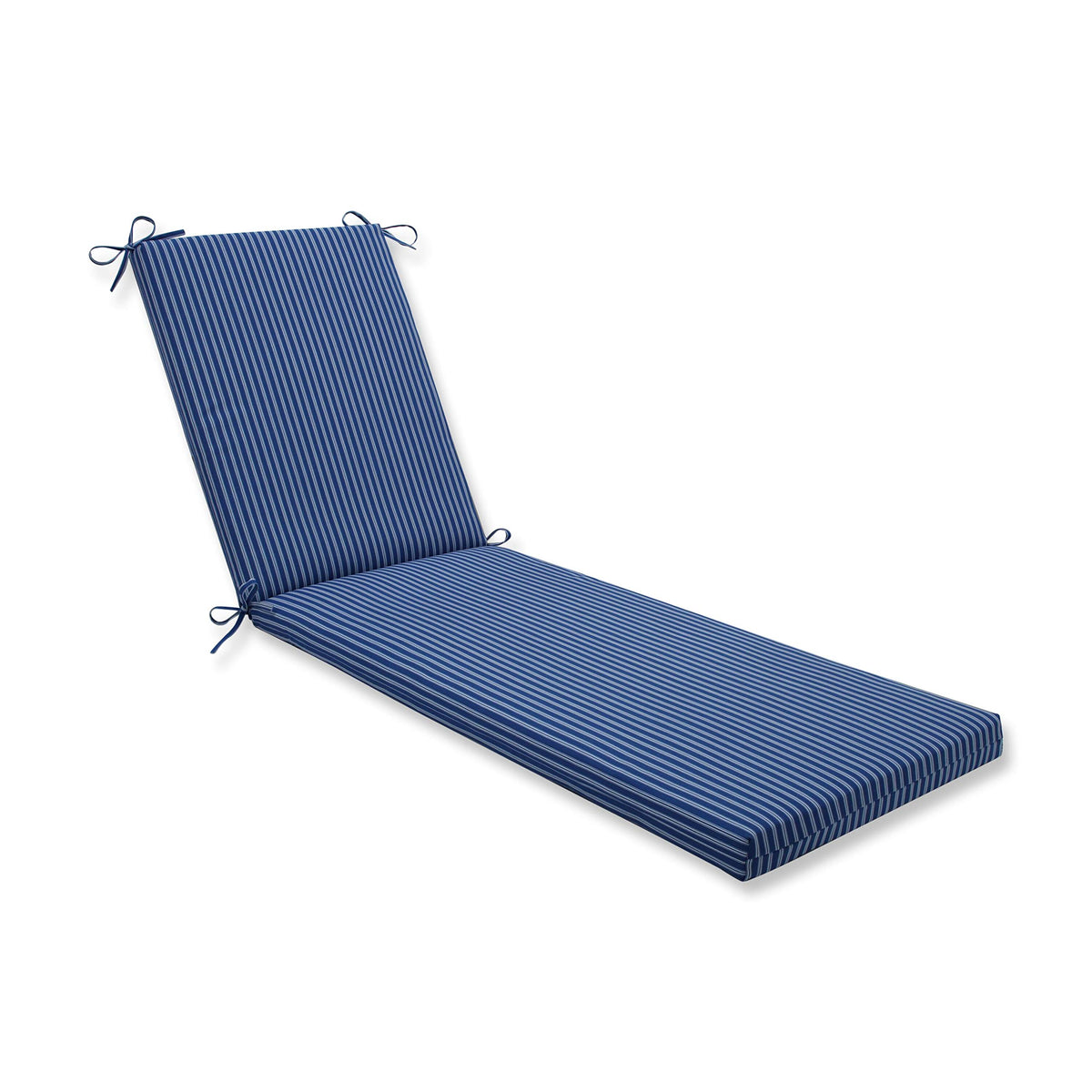 Pillow Perfect Stripe Indoor/Outdoor Solid Back Chaise Lounge Cushion With Ties, Plush Fiber Fill, Weather, And Fade Resistant,