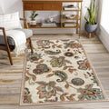 Morebes Floral 3x5 Beige Area Rug,Machine Washable Throw Rug Non Slip,Soft Paisley Dorm Rug Entryway Bathroom Mat,Indoor Accent 