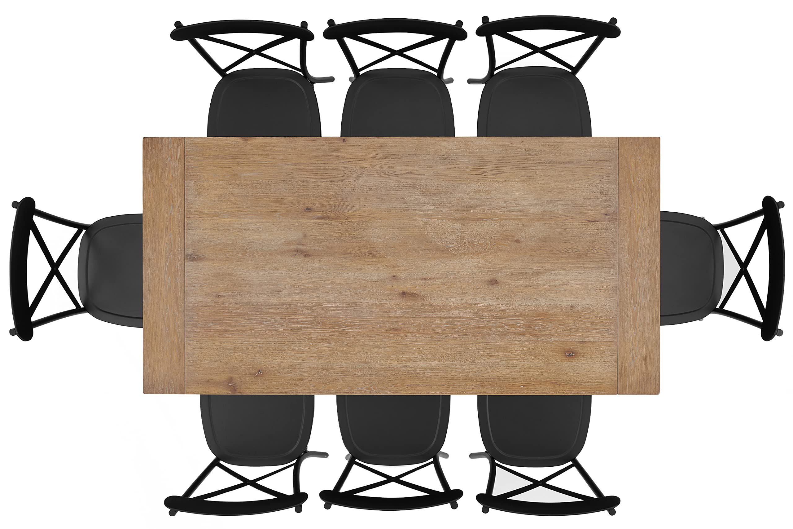 Crosley Furniture Joanna 7-Piece Modern Farmhouse Dining Table Set for 6 with Camille Metal Chairs, Rustic Brown