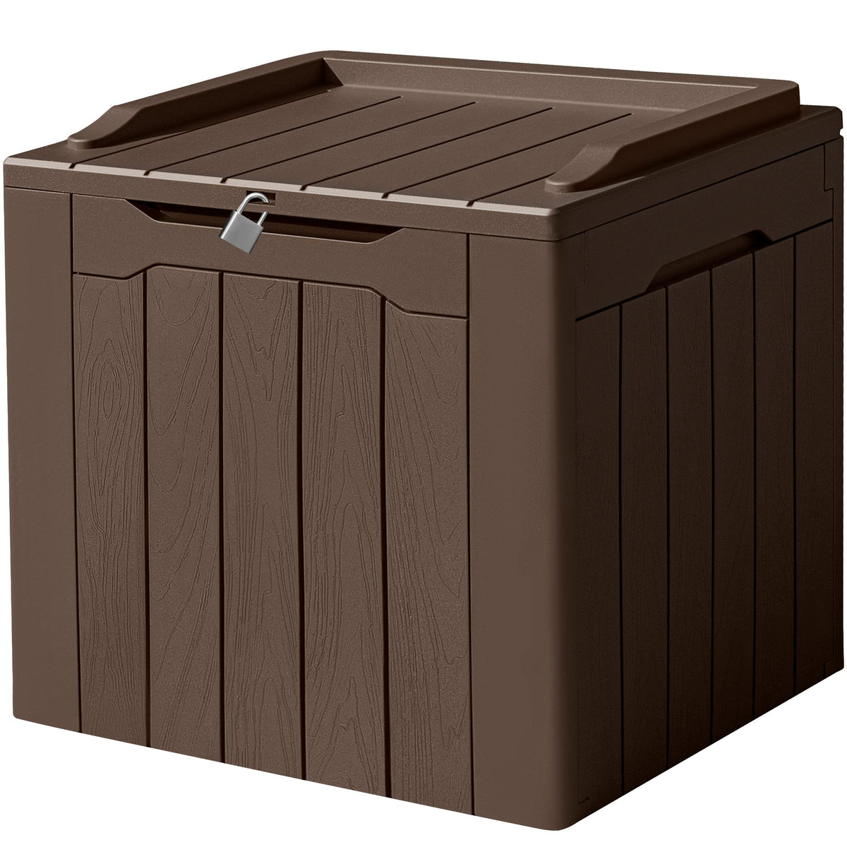 Devoko 31 Gallon Waterproof Outdoor Storage Box Resin Deck Box Lockable And Uv Resistant For Patio Furniture,Garden Tools (Brown