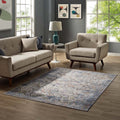 Modway Minu Distressed Floral Lattice 4X6 Area Rug In Light Blue, Yellow And Orange