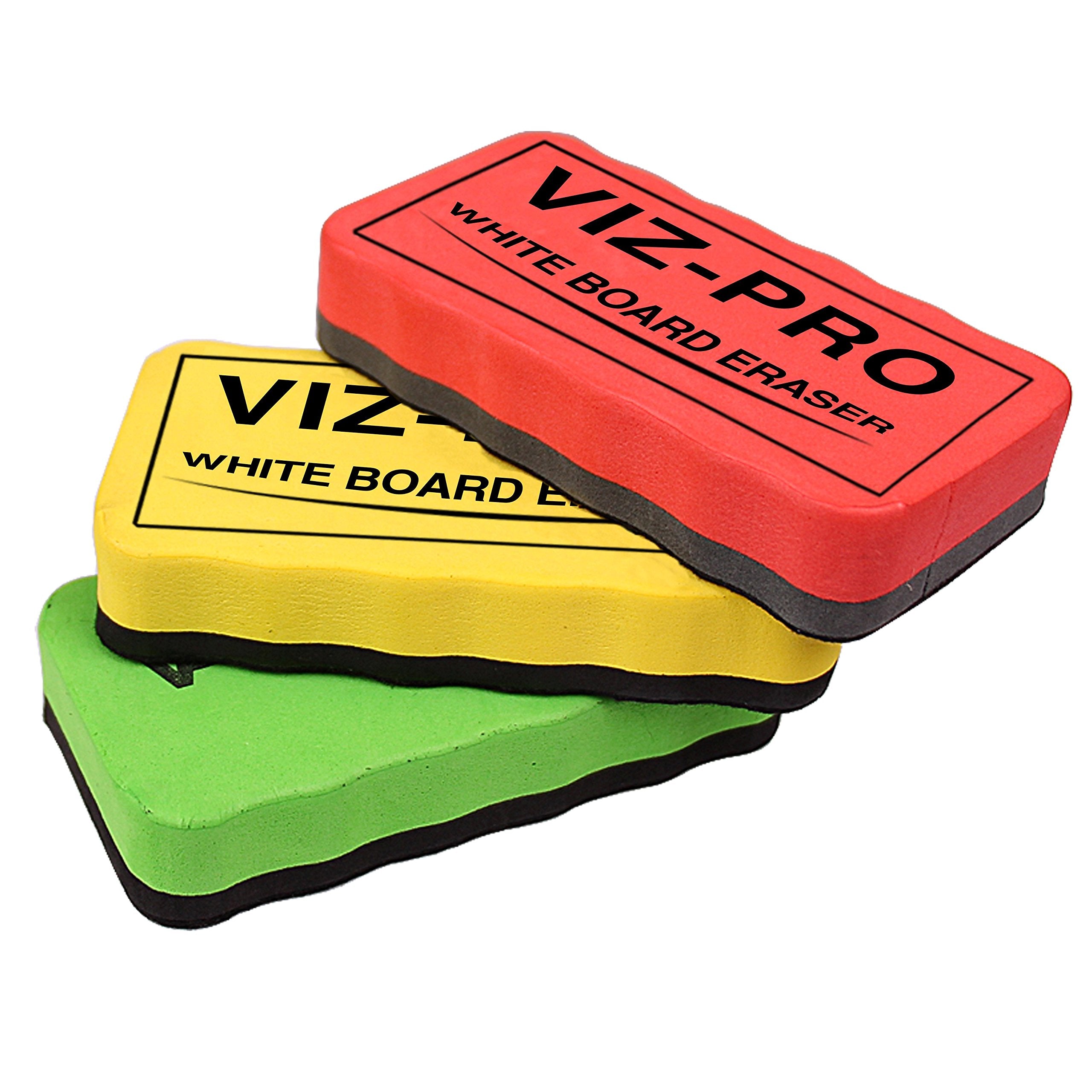 Viz-Pro Magnetic White Board Eraser, 3 Colored Eraser, 3 Piece