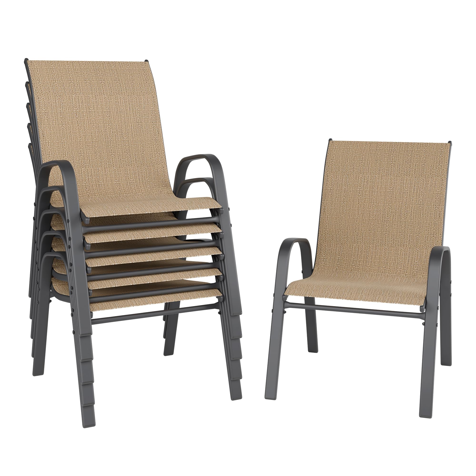 Redpick Patio Chairs Set Of 6, Outdoor Dining Chairs Stackable For All Weather, Breathable Metal Modern Outside Furniture Chair
