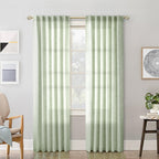 90 Inch Sage Green Curtains Linen Textured Boho Drapes for Living Room 2 Panels Set Light Filtering Rod Pocket Farmhouse Long La