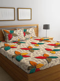 Home Sizzler 210 Tc Microfibre Multicolor Double Fitted Bedsheet (72X78 Inch) With 2 King Size Pillow Covers