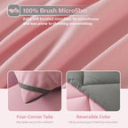 Cosybay Bed In A Bag Full Comforter Sets 7Pcs All Season Solid Down Alternative Bedding Sets Pink And Grey With Comforter, Pillo