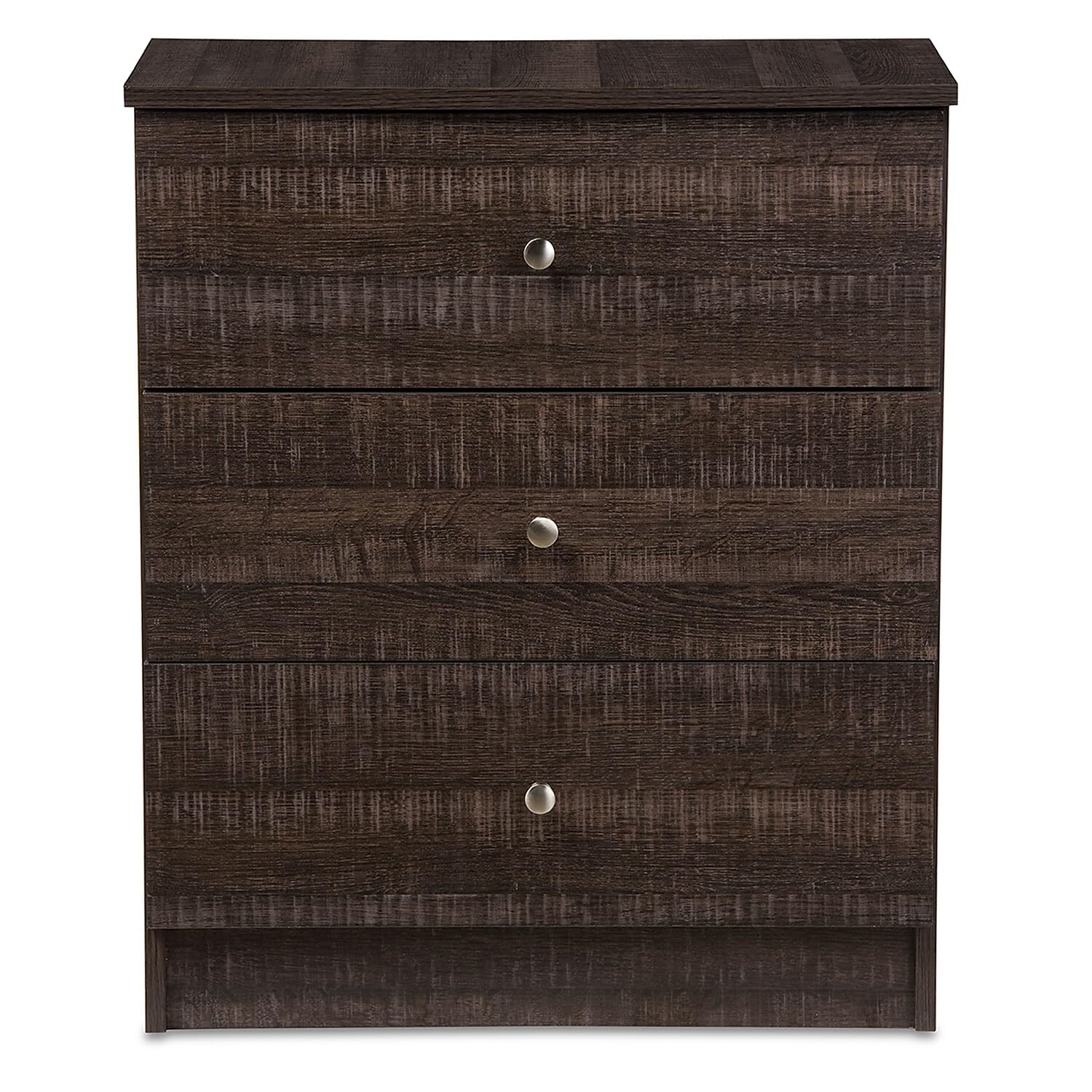 Baxton Studio Decon 25.6-inch High 3-Drawer Chest, Brown (119-6495-HiT)
