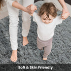 Terrug Fluffy Rugs For Living Room Bedroom, Grey 5X7 Area Rug Washable Shag Carpet, Super Soft Fuzzy Plush Non-Slip Cute Modern