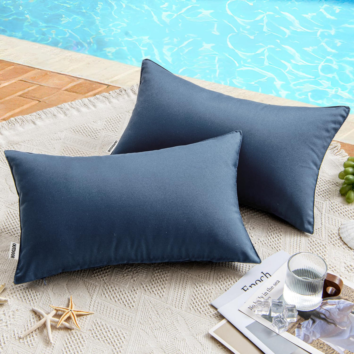 Miulee Pack Of 2 Decorative Outdoor Waterproof Pillow Covers Rectangular Garden Cushion Sham Throw Pillowcase Shell For Patio Te
