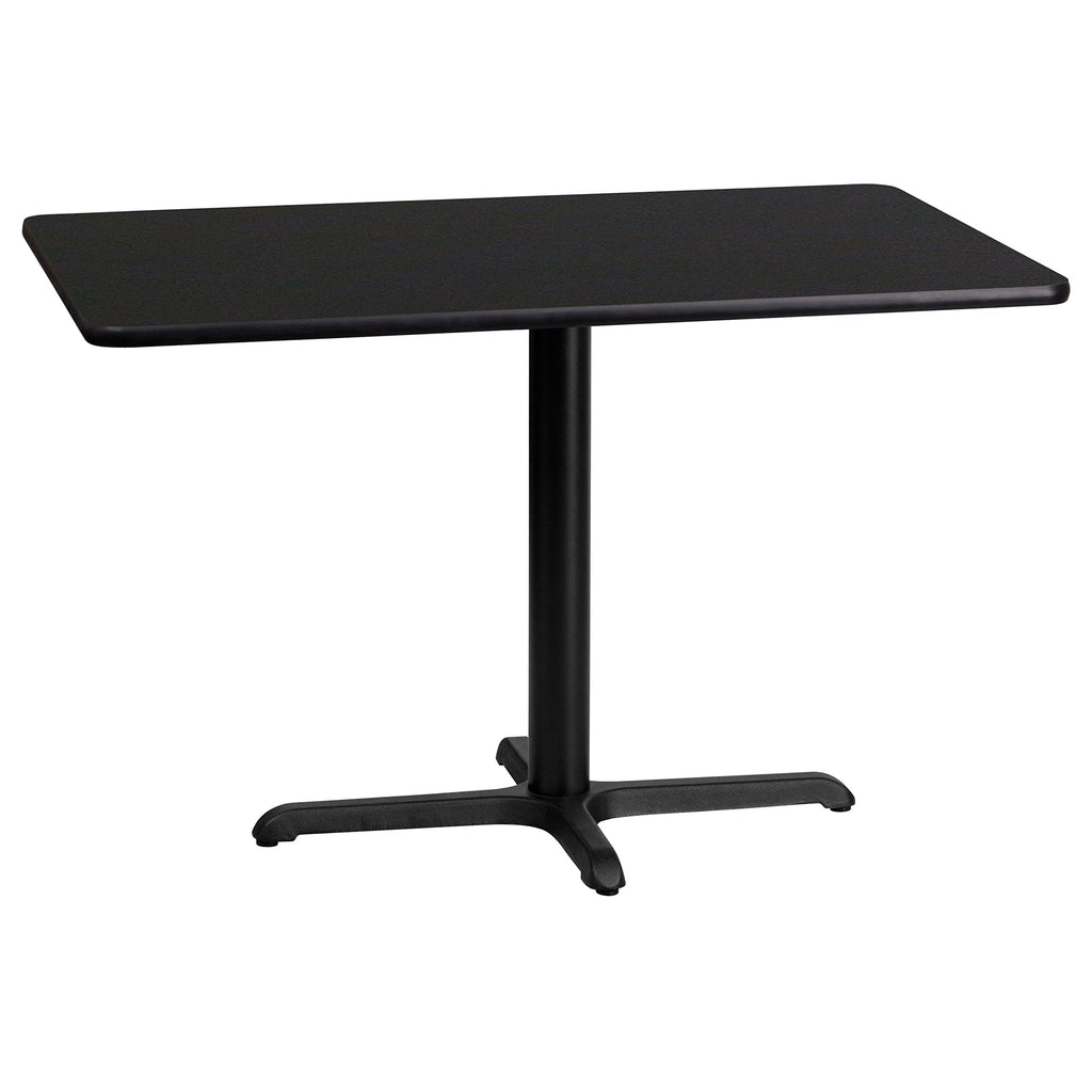 Flash Furniture Stiles 24'' x 42'' Rectangular Black Laminate Table Top with 23.5'' x 29.5'' Table Height Base
