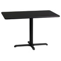 Flash Furniture Stiles 24'' x 42'' Rectangular Black Laminate Table Top with 23.5'' x 29.5'' Table Height Base