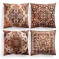 M-Qizi Orange Throw Pillow Covers - Flannel Orange Pillow Covers 18X18 Set Of 4, Decorative Orange Pillow Covers, Chinoiserie Pi