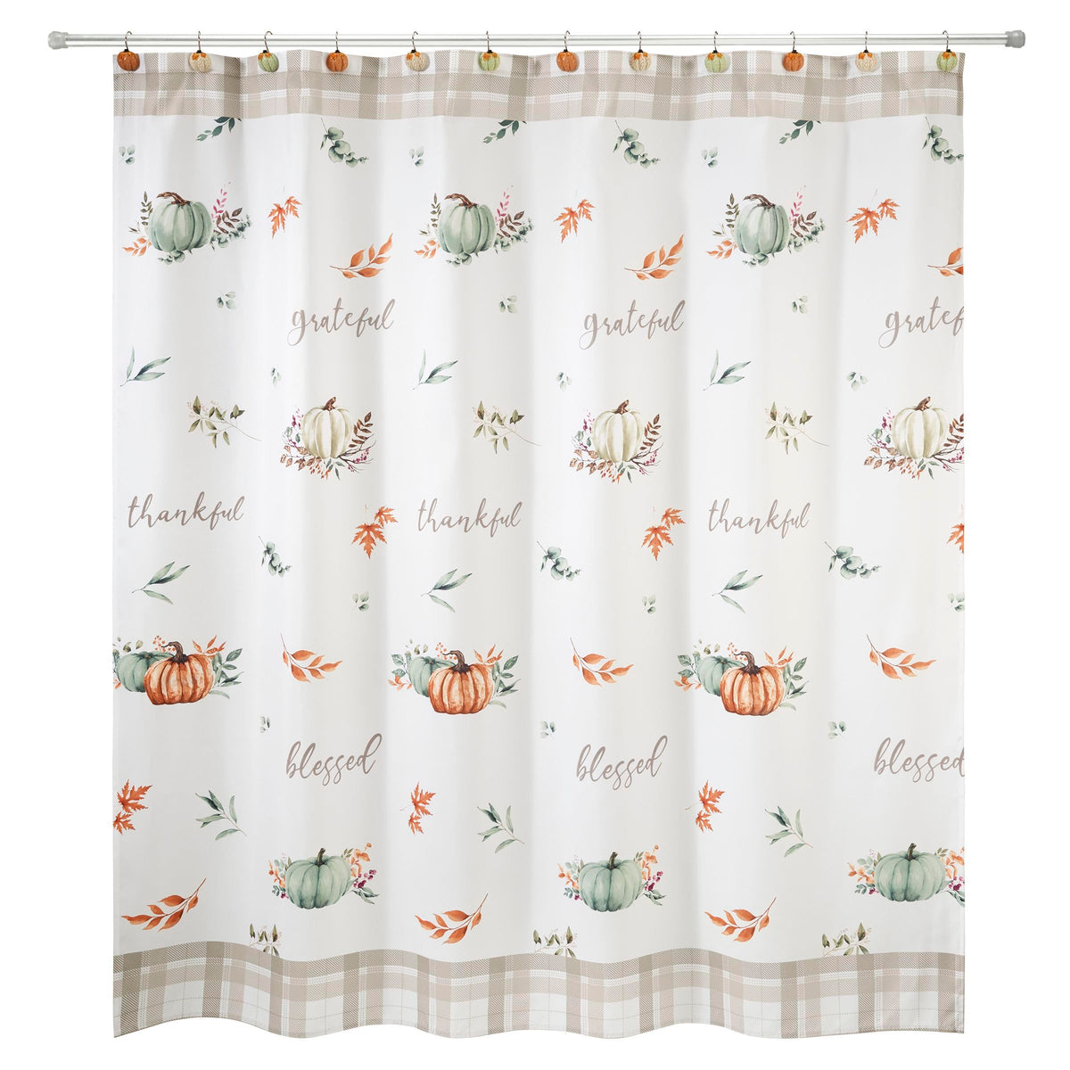 Avanti Linens - Fabric Shower Curtain, Fall Inspired Bathroom Decor (Grateful Patch Collection)
