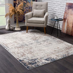 HomeRoots 100% Polypropylene 2’ x 8’ Navy Blue Distressed Striations Runner Rug