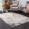 HomeRoots 100% Polypropylene 2’ x 6’ Navy Blue Distressed Striations Area Rug