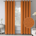 Russet Orange 100% Blackout Linen Curtains,84 Inch Length 2 Panels Bedroom Curtains Blocking All Sun Light Thermal Insulated - P