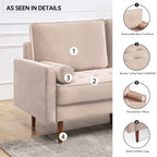 American Furniture Classics Beige 57 Inch Wide Upholstered Two Cushion Loveseat with Bolster Pillows Velvet, 57" x 32" x 37"