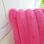 Jojusis Pack Of 2 Faux Fur Plush Decorative Throw Pillow Covers Couch Cushion Case Soft Fluffy Pillowcases Wide Stripe (Hot Pink