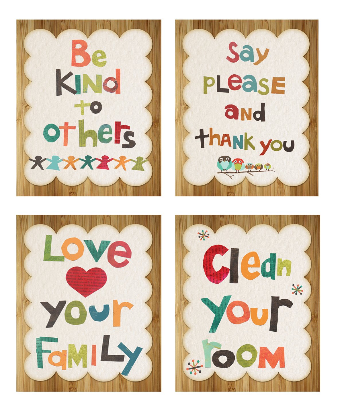 Good Manners Collection, Set of 4 8x10 Prints, Vintage Art Prints, Nursery Decor, Family Art