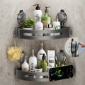 ONXE Corner Shower Caddy Suction Cup,Shower Shelves with Hooks,No Drilling Powerful Upgrade Suction Bathroom Corner Organizers a