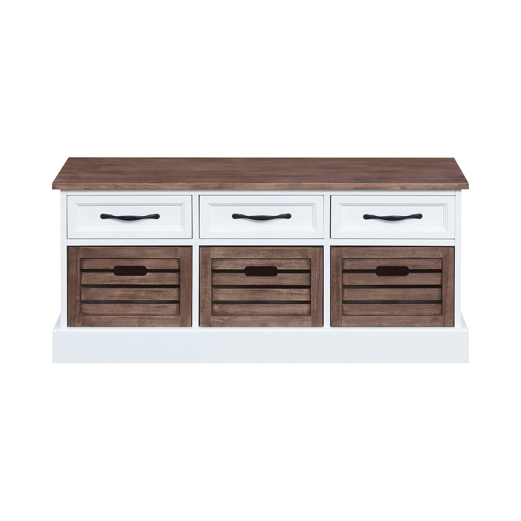 Coaster Home Furnishings Alma 3-Drawer Storage Bench White and Weathered Brown