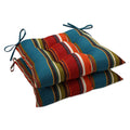 Pillow Perfect Stripe Indoor/Outdoor Chair Seat Cushion With Ties, Tufted, Weather, And Fade Resistant, 18.5' X 19', Red/Brown