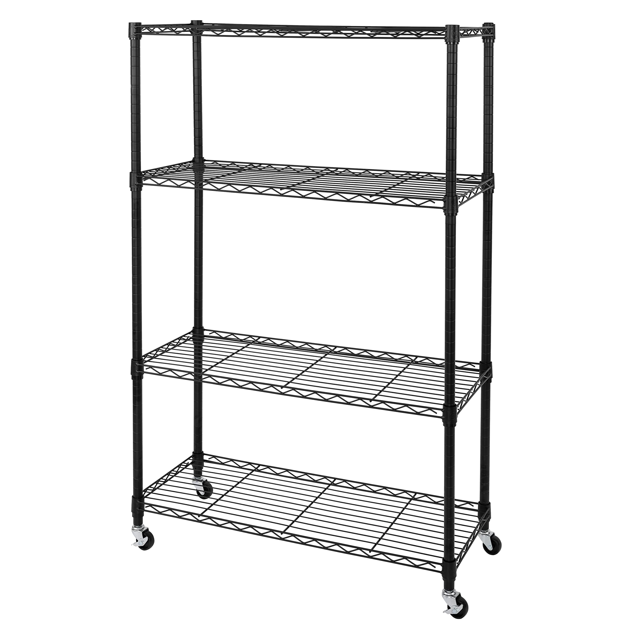 Seville Classics Solid Steel Wire Shelving Storage Unit Adjustable Shelves Organizer Rack, For Home, Kitchen, Office, Garage, Bedroom, Closet, Black, 4-Tier, 36' W X 14' D