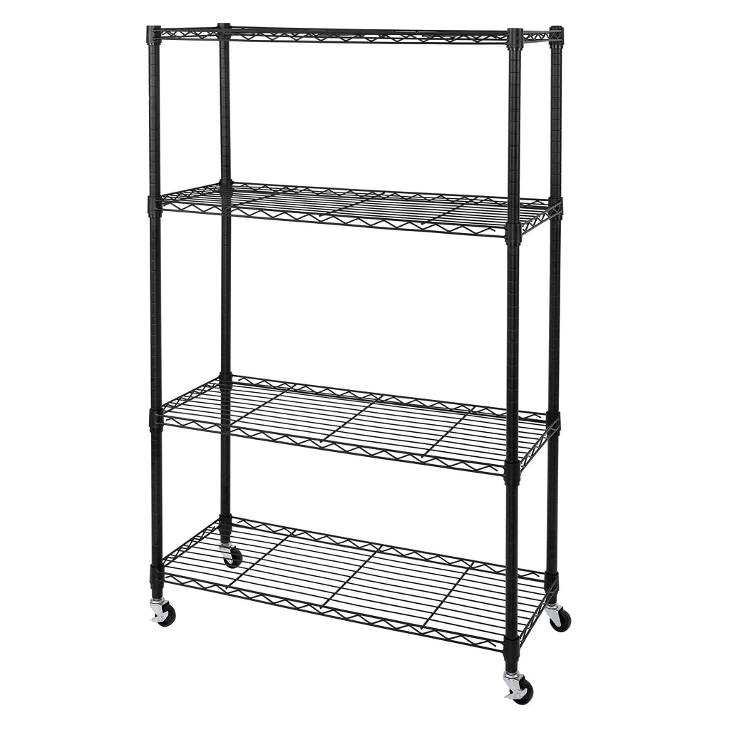 Seville Classics Solid Steel Wire Shelving Storage Unit Adjustable Shelves Organizer Rack, For Home, Kitchen, Office, Garage, Bedroom, Closet, Black, 4-Tier, 36' W X 14' D