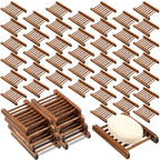 50 Pack Soap Saver Bamboo Wood Soap Dish Tray Wooden Hand Craft Soap Case for Shower Rectangular Bathtub Shower Dish Accessories