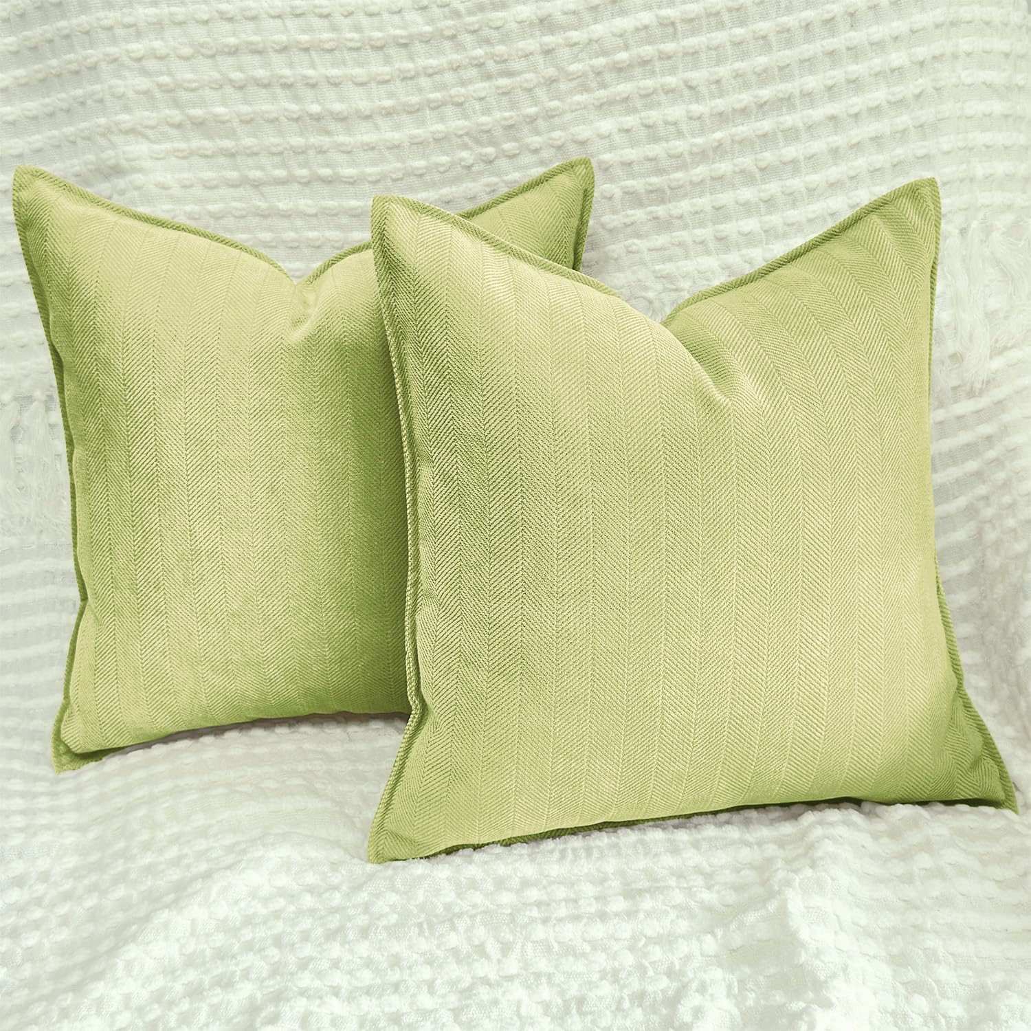 Chenille Throw Pillow Covers 18X18 Set Of 2, Soft Pillow Cases Case Decorative Cushion Covers Pillowcase, Farmhouse Pillow Cover