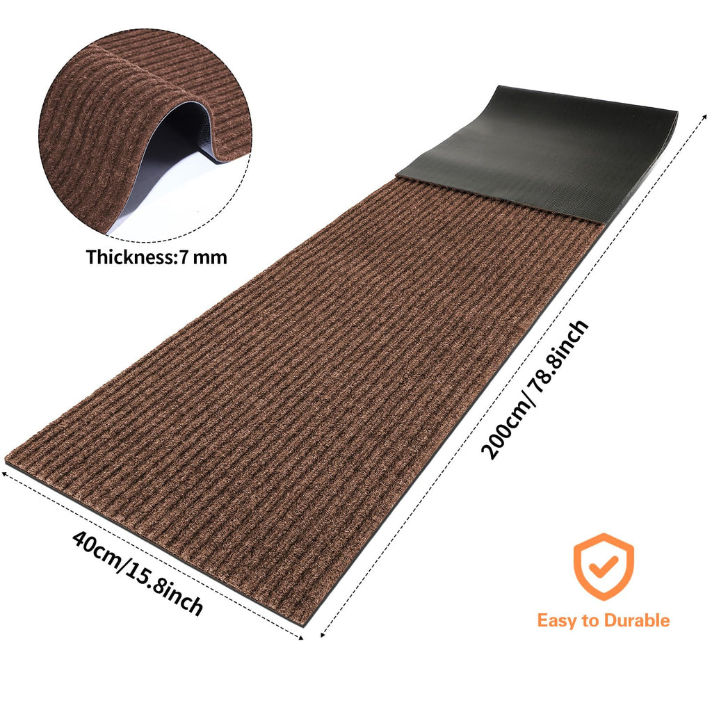 Nuanchu Large Semi Finished Outdoor Mat 16 X 79 Inch Narrow Door Mat Non Slip Boot Rugs Waterproof Carpet Roll For Bathroom Entryway Indoor Outdoor(Coffee,4 Roll)