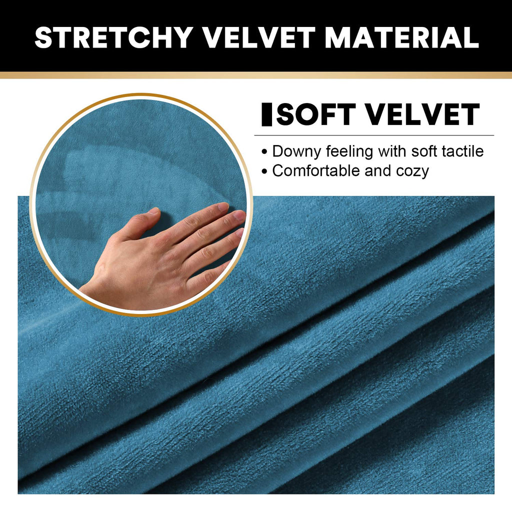 Princedeco 3 Pieces Sofa Covers Velvet Couch Covers For 2 Cushion Sofa Soft Sofa Covers For 2 Cushion Couch Width Up To 90 Inch Feature Thick Soft Stay In Place(Medium-Large, Seagrass)
