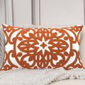 Alysheer Embroidered Lumbar Decorative Throw Pillow Cover 12x 20, Classic Boho Mandala Embroidery Pattern Cotton Rectangular Cus