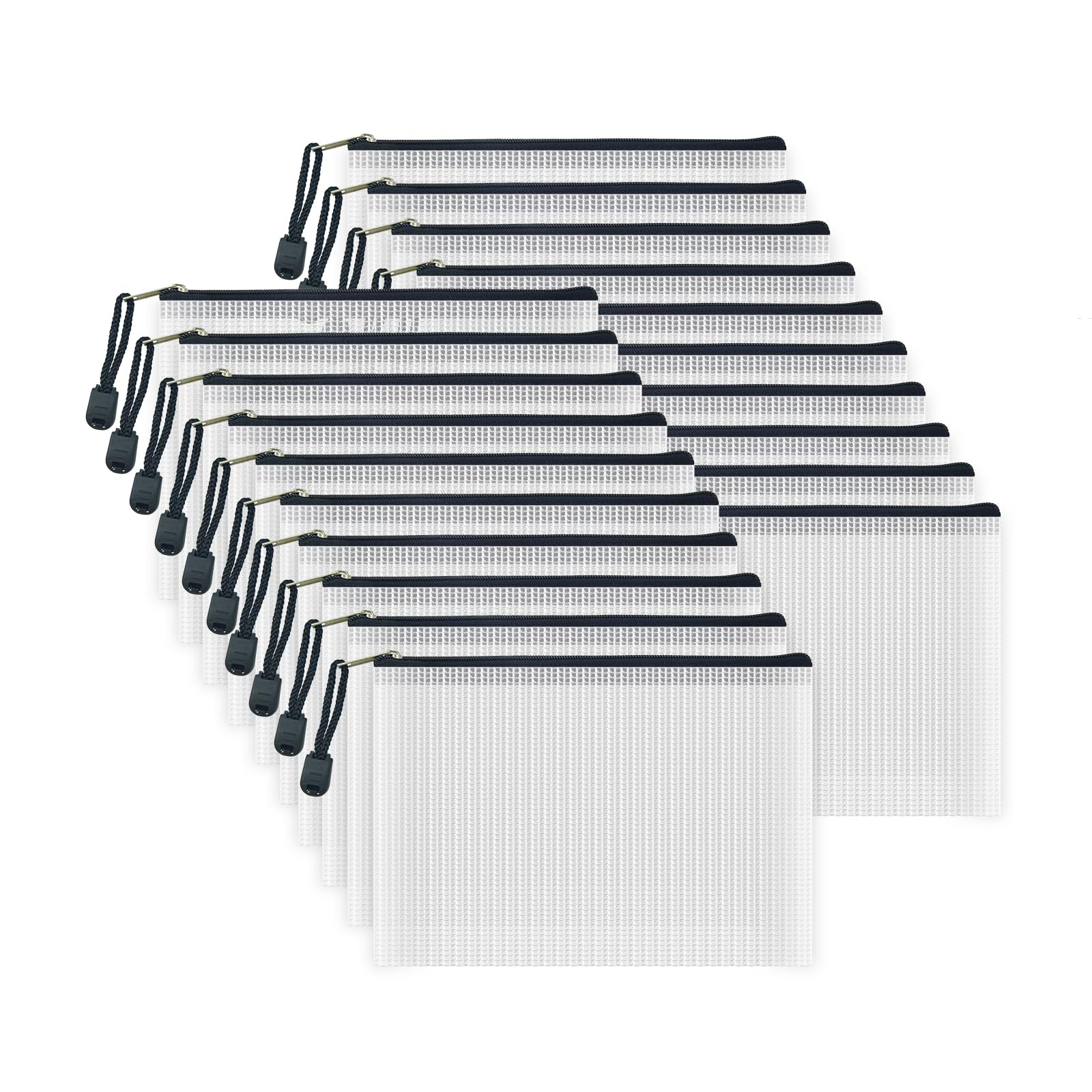 Austark 20 Pcs Zipper File Bags, Plastic Mesh Pouch, Board Game Storage, Waterproof Bags For Office School (B6 Size 7.6'X5.3',