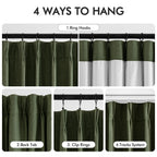 Miulee Olive Green Pinch Pleated 100% Blackout Linen Curtains 90 Inch Length 2 Panels Set, Dark Green Pleat Curtains With Pin Ho