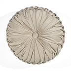 Lush Decor Round Pleated Soft Velvet Decorative Throw Pillow, 1 Count, 15' Diameter, Taupe - Neutral Plush Round Pillow, Seat C