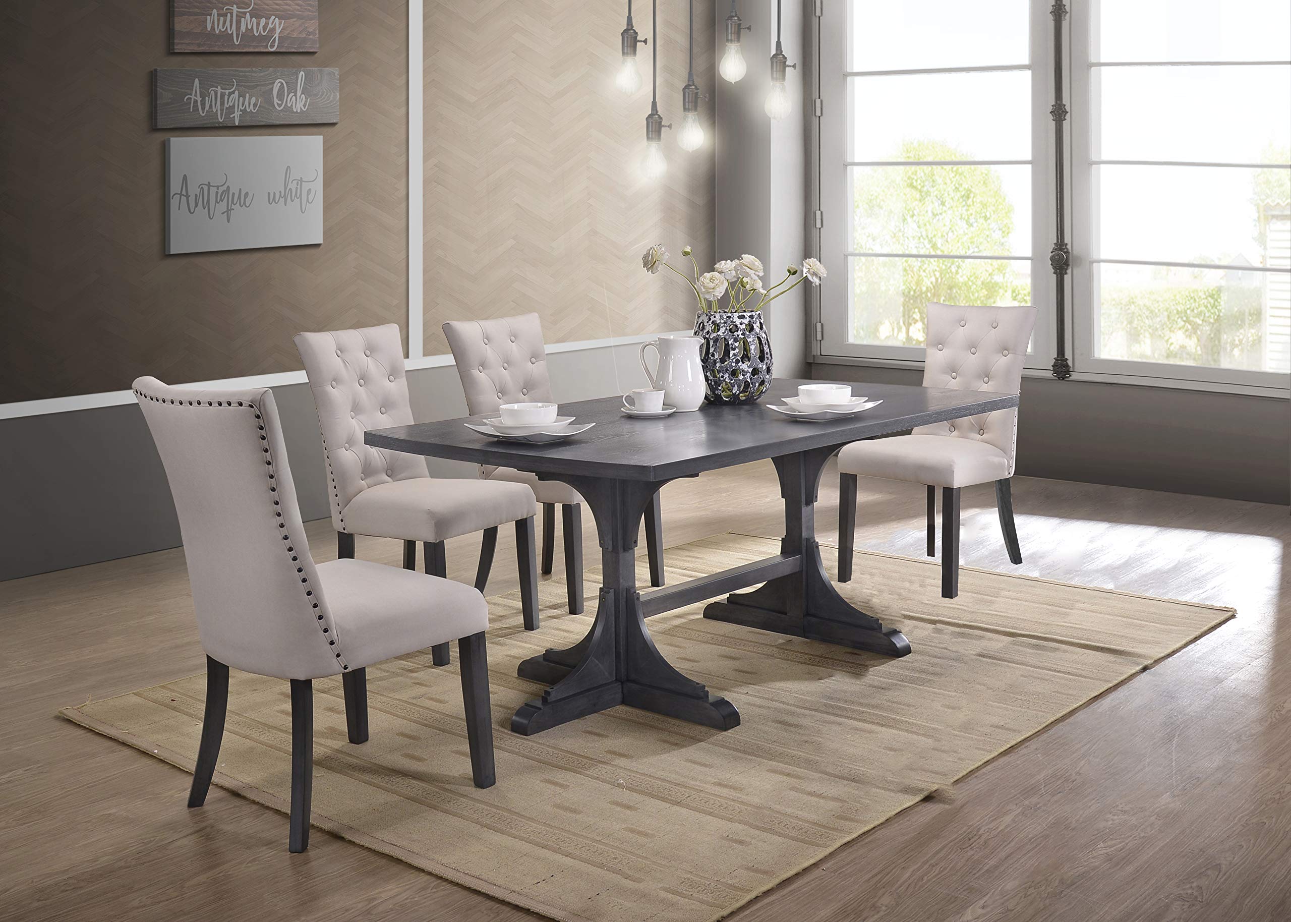 Best Quality Furniture 5 Piece Dining Furniture Set, Light Gray