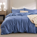 Bedsure Cooling Duvet Cover King Size - Moisture Wicking And Silky Eucalyptus Lyocell Cotton Hybrid Comforter Cover Set For Hot Sleeper - Buttery Soft And Breathable, Cooling Bedding Set, Slate Blue