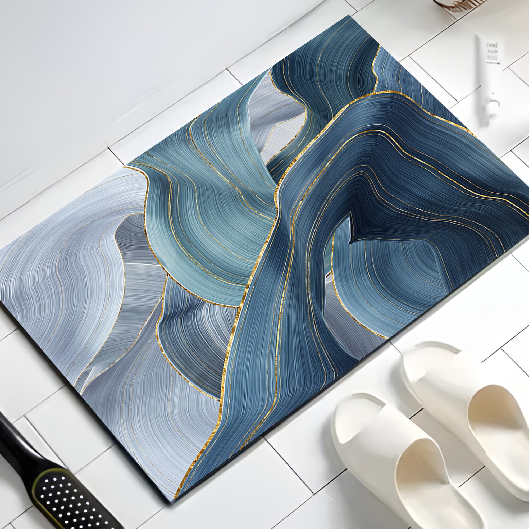 UMAI Polyester Rubber Bath Mat (38 * 58cm) | Anti Skid Bath Mat for Bathroom Floor | Multicolor