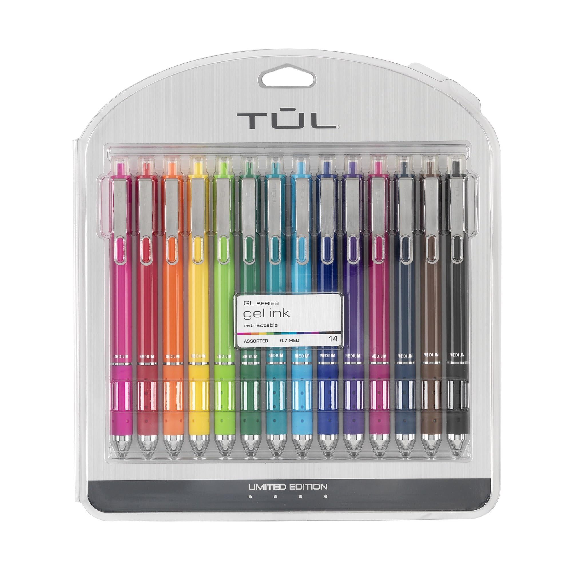 Tul Gl Series Retractable Gel Pens, Medium Point, 0.7 Mm, Assorted Barrel Colors, Assorted Candy Ink Colors, Pack Of 14 Pens