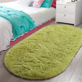 LOCHAS Fluffy Green Bedroom Rug 2.6 x 5.3, Shaggy Area Rug for Bedroom Bedside, Soft Oval Throw Rugs Carpet for Living Room Ki